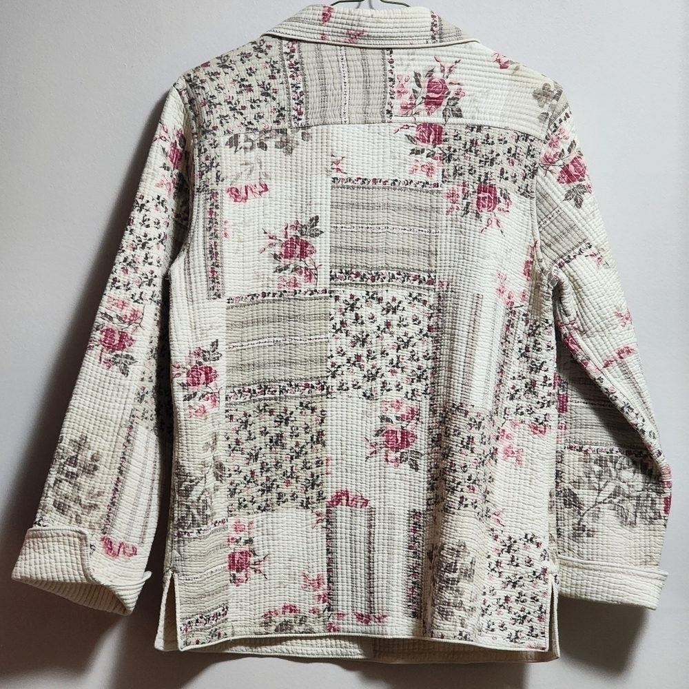 Vintage Northern Reflections reversible quilted patchwork floral jacket cream - Picture 7 of 8